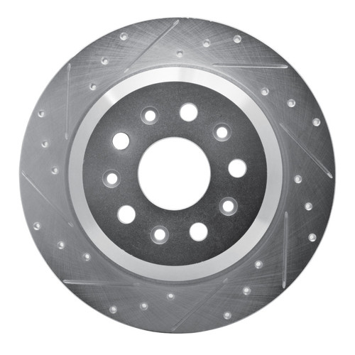 R1 18-25 Jeep Wrangler Rear Left Drilled & Slotted Silver Brake Rotor