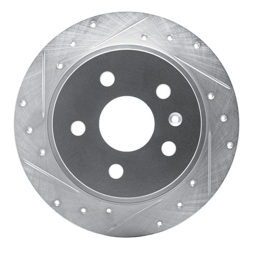 R1 11-16 Buick LaCrosse Rear Left Drilled & Slotted Silver Brake Rotor