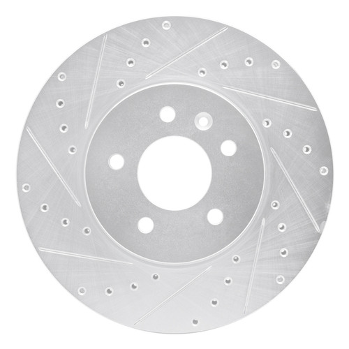 R1 13-25 Cadillac ATS Front Left Drilled & Slotted Silver Brake Rotor