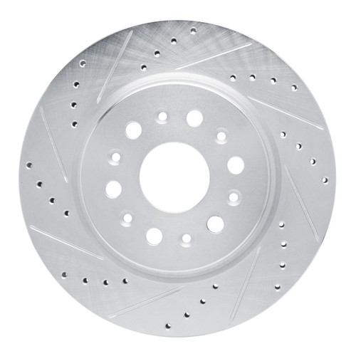 R1 17-25 Buick Enclave Rear Left Drilled & Slotted Silver Brake Rotor