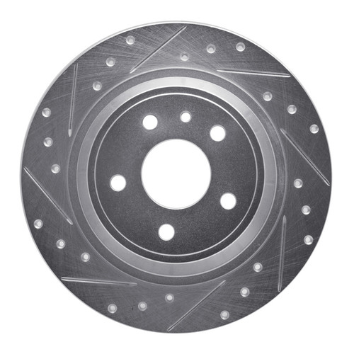 R1 13-20 Ford Fusion Rear Left Drilled & Slotted Silver Brake Rotor