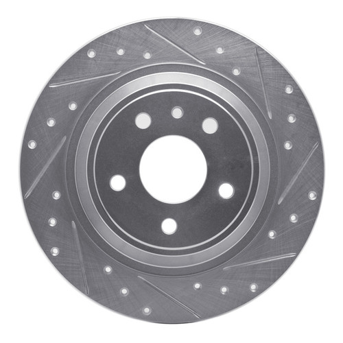 R1 13-20 Ford Fusion Rear Right Drilled & Slotted Silver Brake Rotor