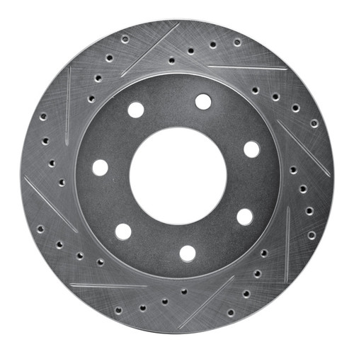 R1 97-04 Ford F-250 4WD (Excl Super Duty) Front Left Drilled & Slotted Silver Brake Rotor