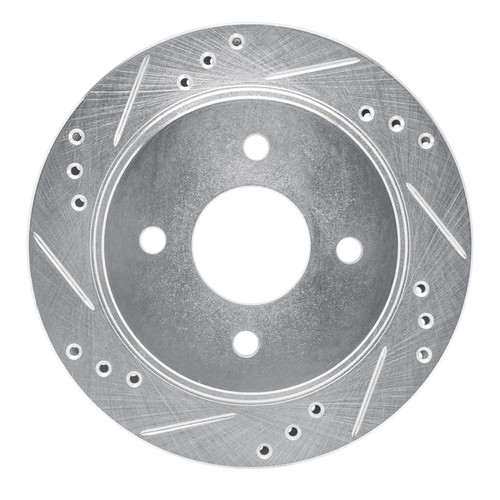 R1 95-04 Ford CONTOUR Rear Left Drilled & Slotted Silver Brake Rotor