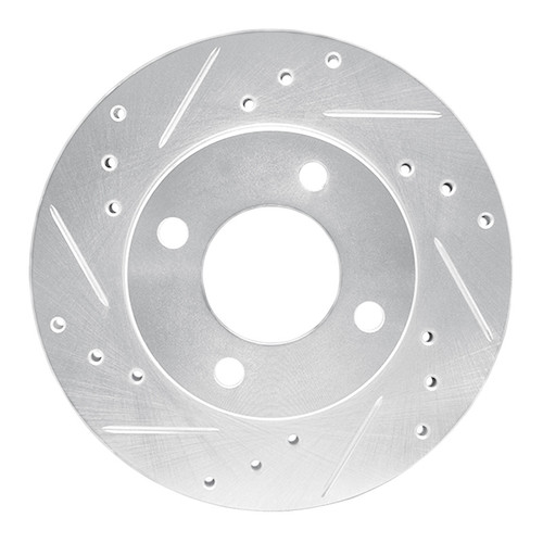 R1 92-00 Dodge COLT Front Left Drilled & Slotted Silver Brake Rotor