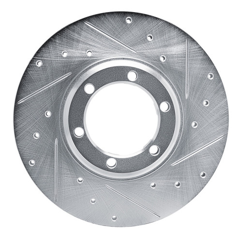 R1 79-86 Dodge D50 Front Right Drilled & Slotted Silver Brake Rotor