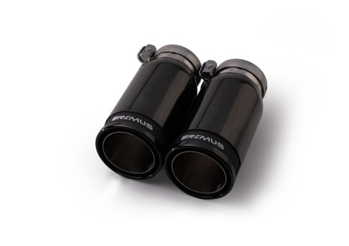 Remus Stainless Steel 84mm Black Chrome Straight w/Carbon Insert Tail Pipe Set (Pair)