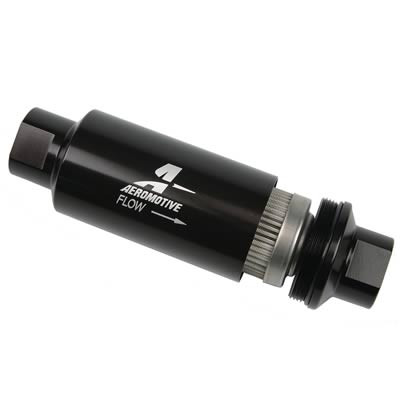 AEROMOTIVE - 10AN FUEL FILTER - E85 - 5.5" LONG - 100 MICRON - BLACK - AEI-12324