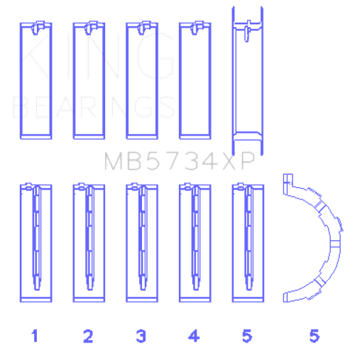 King Engine Bearings Ford Mustang 302 Coyote Performance Main Bearing Set - Size +.026mm
