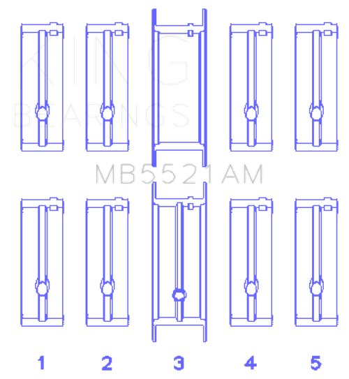 King Engine Bearings Chrysler 2.2 (Size +0.50mm) Main Bearing Set