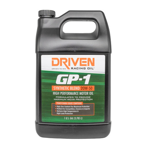 Driven Racing Oil GP-1 SAE 20W-50 - Gallon — product photo courtesy Driven Racing Oil