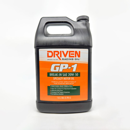 Driven Racing Oil GP-1 Break-In SAE 20W-50 - Gallon — 4 pack — product photo courtesy Driven Racing Oil