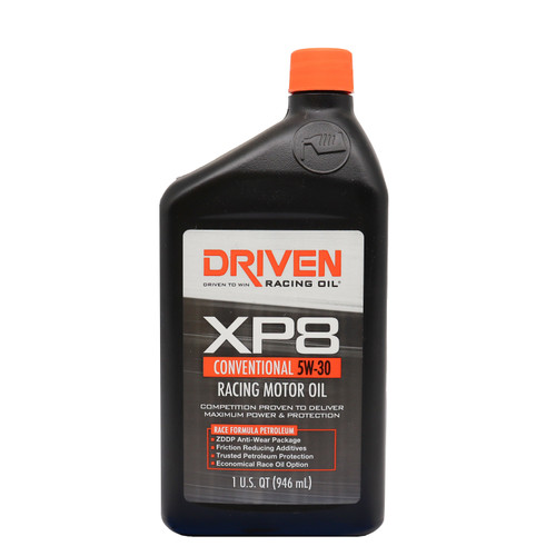 Driven Racing Oil XP8 Conventional Racing Oil, 5W-30 Quart — 12 pack — product photo courtesy Driven Racing Oil
