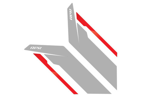 APR Sideburn Stickers - Silver APR/Red Stripe (Pair)