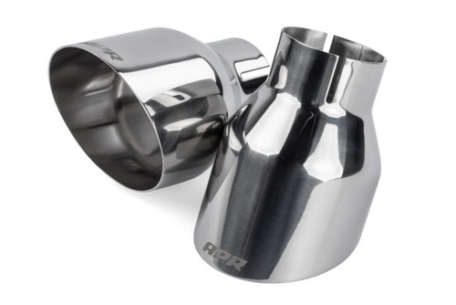 APR Single-Walled 4in Slash-Cut Tips - Polished Silver - Set of 2
