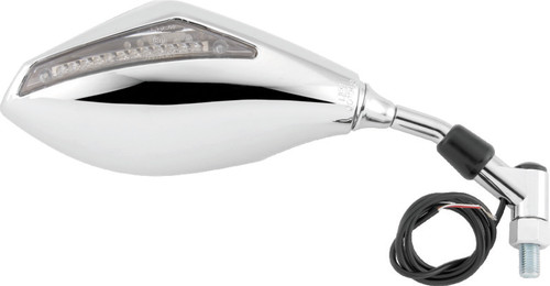 BikeMaster Universal Mirror with Integrated Turn Signals 10mm - Pair - Chrome