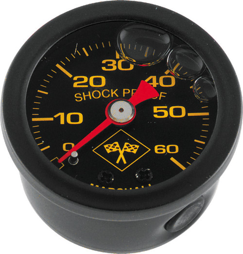Bikers Choice 0-60 PSI Oil Pressure Gauge Black Face Black Bezel Liquid Filled Universal Custom