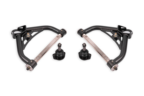 BMR 70-81 Chevrolet Camaro Non-Adj. Upper A-Arms w/ 0.5in Tall Ball Joint (Delrin) -Black Hammertone