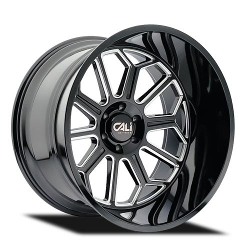Cali Off-Road 9117 Auburn 22x12 / 6x135 BP / -51mm Offset / 87.1mm Hub Gloss Black Milled Wheel