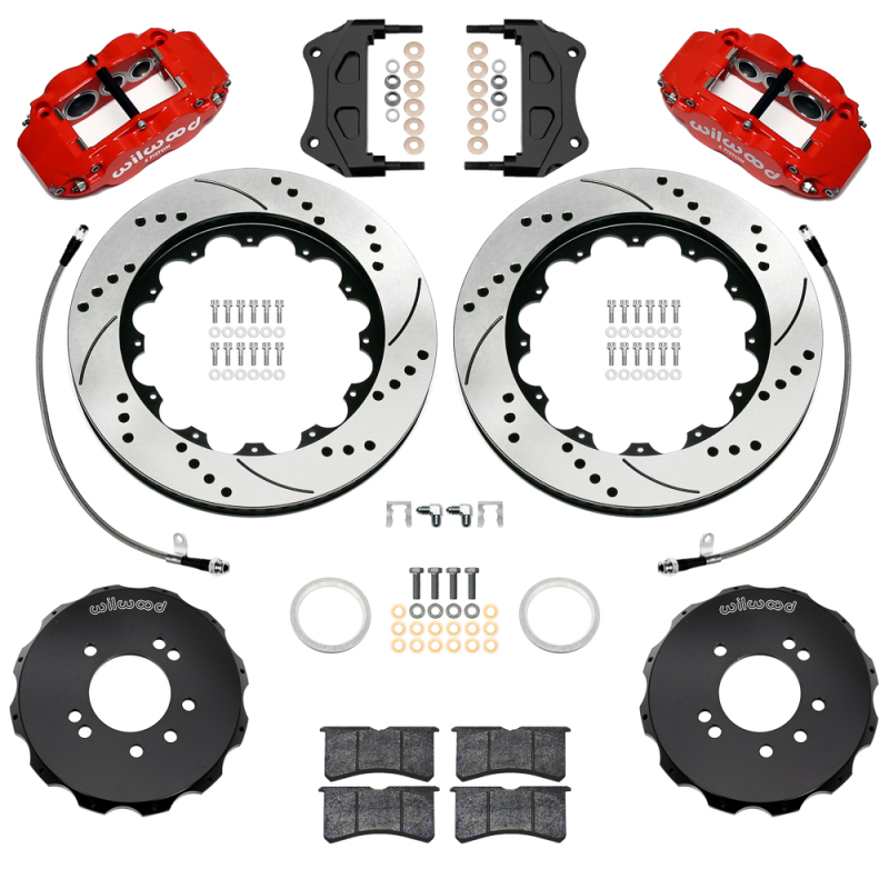 Wilwood 99-02 Nissan Skyline Superlite 6R Front BBK w/ 14.00in D/S Rotors & Flexlines - Red