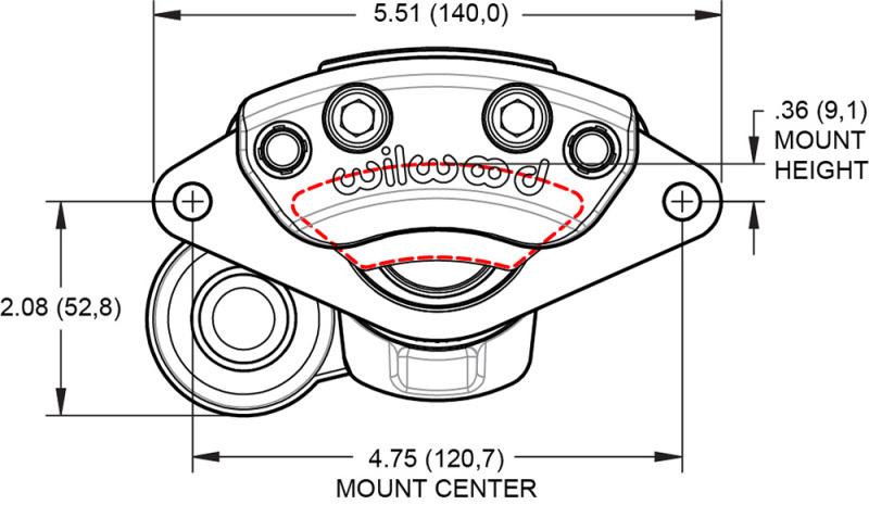 Wilwood caliper EPB .157-.393 rotor R/H ANO W/HT motor