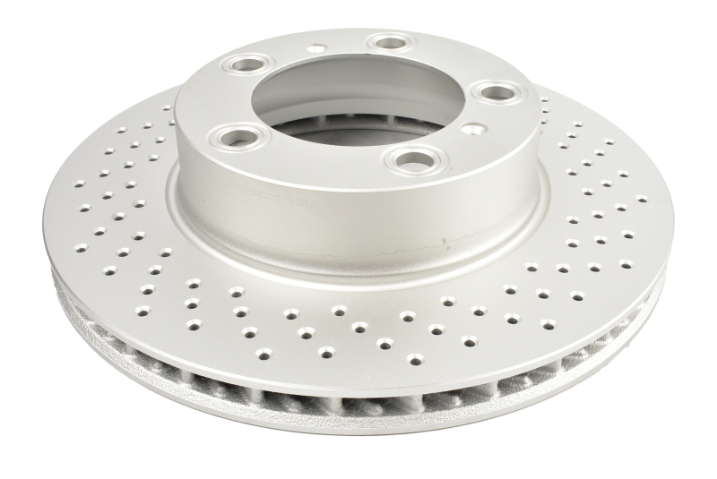 DBA 05-06 Porsche Boxster S (w/Iron Rotor) Coupe Front Right En-Shield OE Drilled Rotor