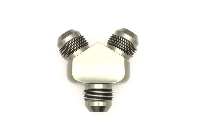DeatschWerks 8AN Male Flare + 8AN Male Flare To 8AN Male Flare Y-Block Fitting