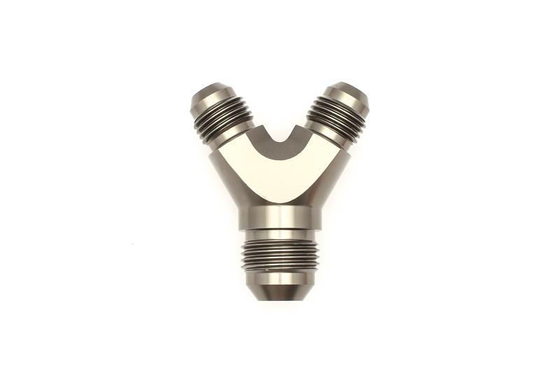 DeatschWerks 6AN Male Flare + 6AN Male Flare to 8AN Male Flare Y Block Fitting