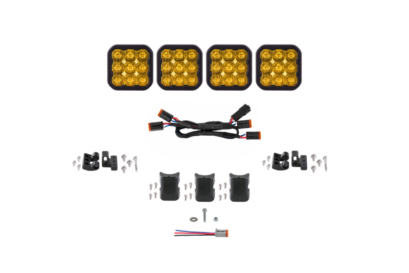 Diode Dynamics SS5 Sport Universal CrossLink 4-Pod Lightbar - Yellow Driving
