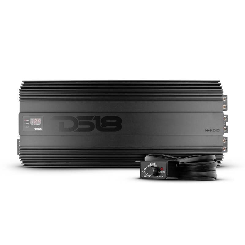 DS18 1-Chnl Amp 18000 Burst/0.67ohm 10000/1ohm 5800/2ohm 3500/4ohm Watts RMS w/ Voltmeter Black