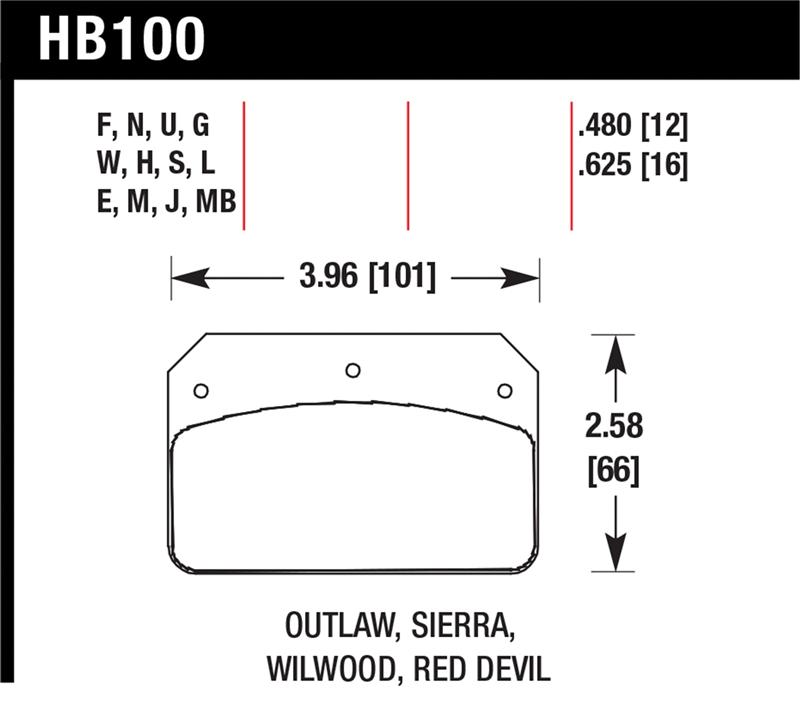 Hawk Wilwood/Outlaw 16mm Blue 9012 Rear Brake Pads