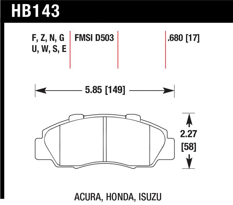 Hawk 97-01 Honda Prelude HP+ Street Front Brake Pads