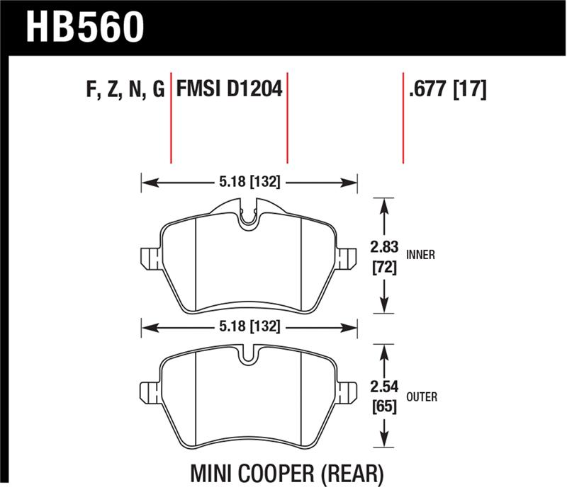 Hawk 06-15 Mini Cooper DTC-60 Race Front Brake Pads