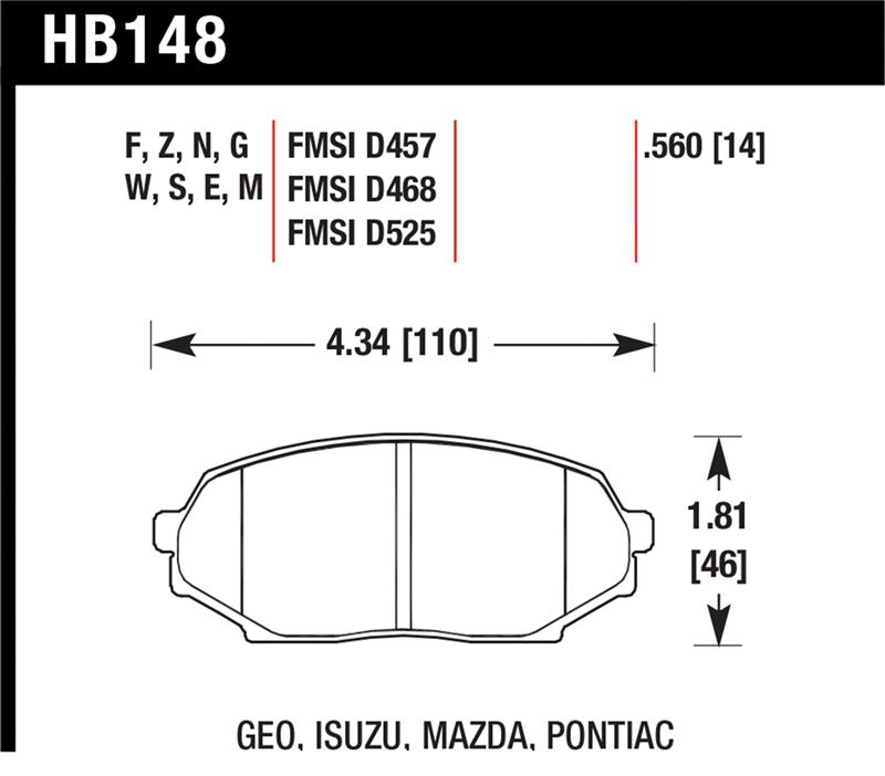 Hawk 90-93 Mazda Miata (NA) HT-10 Race Front Brake Pads