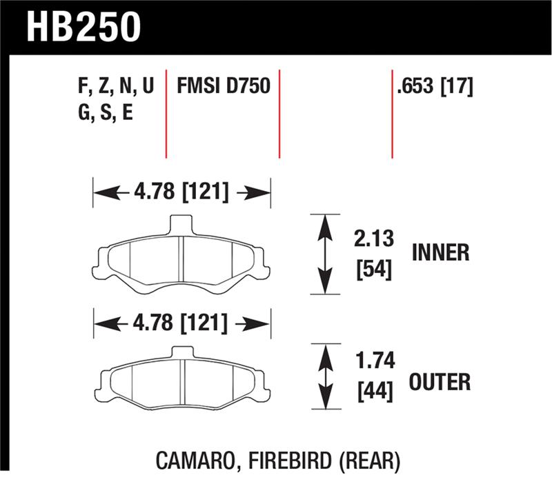 Hawk 98-02 Chevrolet Camaro SS/Z28 / 98-02 Pontiac Firebird HT-10 Race Rear Brake Pads