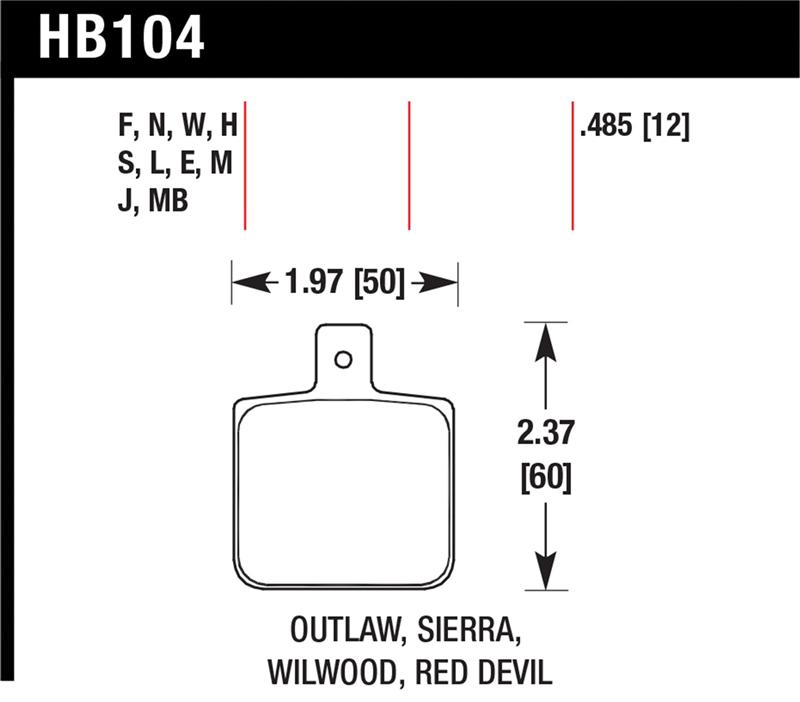 Hawk Wilwood DL Single Outlaw w/0.156in Center Hole DTC-30 Race Pads