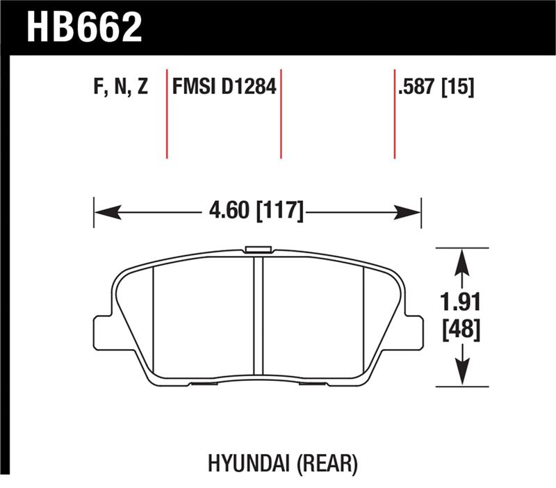 Hawk 10 Hyundai Genesis Coupe (w/o Brembo Breaks) HP+ Autocross 15mm Rear Brake Pads