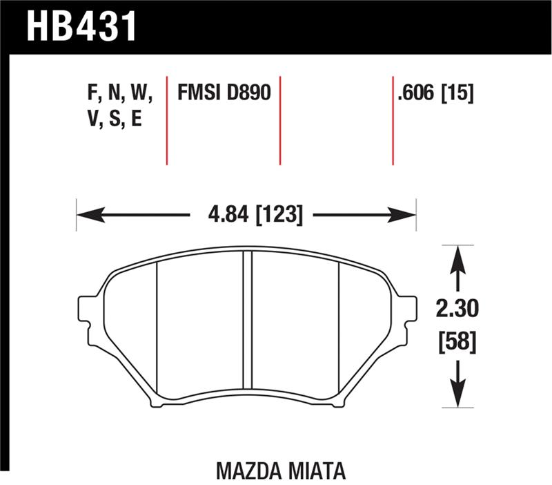 Hawk 01-05 Miata w/ Sport Suspension Blue 9012 Front Brake Pads D890