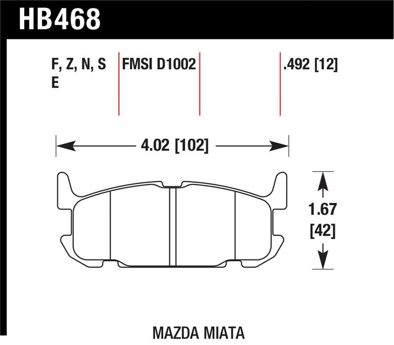 Hawk 03-05 Miata w/ Sport Suspension HPS Street Rear Brake Pads (D1002)