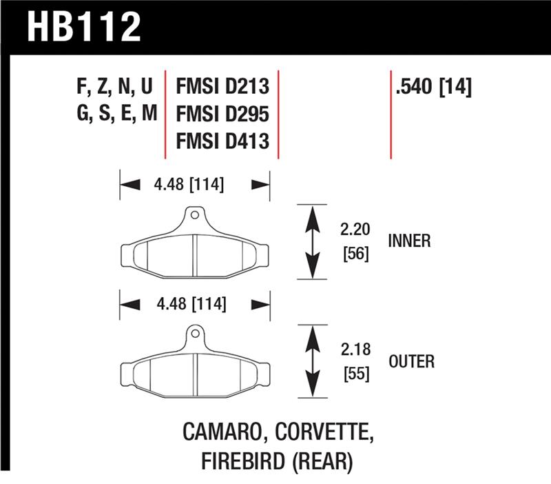 Hawk 84-96 Corvette /88-97 Pontiac Firebird HT-10 Race Rear Brake Pads