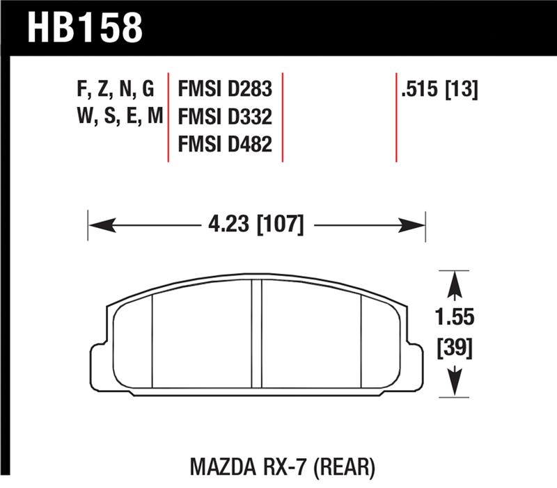 Hawk 03-05 Mazda 6 / 84-95 Mazda RX-7 DTC-60 Race Rear Brake Pads