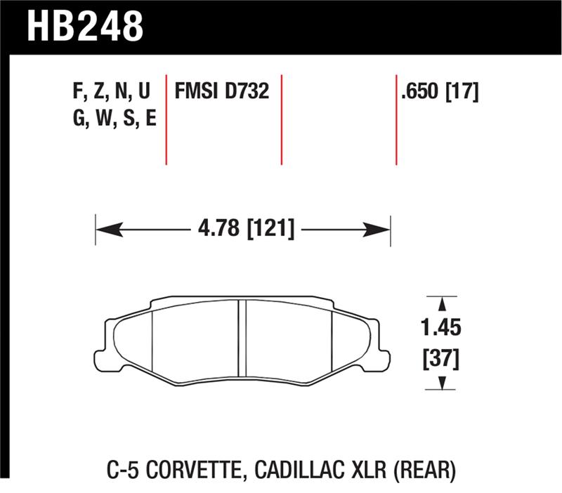 Hawk 97-12 Corvette/01-04 Z06/05-09 Z51 Blue 9012 Race Rear Brake Pads