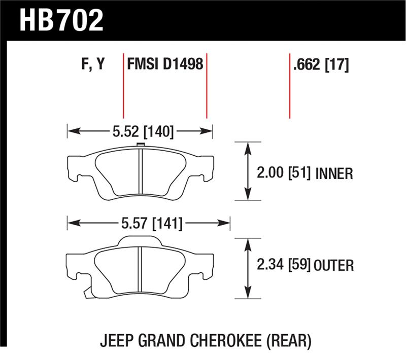 Hawk 11-12 Dodge Durango / 11-12 Jeep Grand Cherokee LTS Rear Street Brake Pads