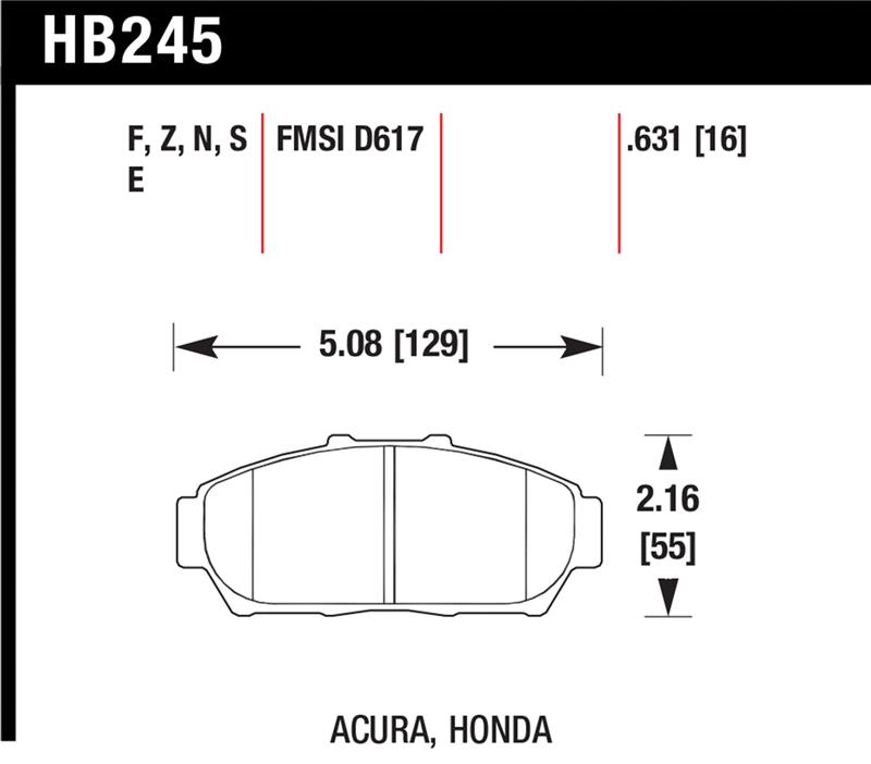 Hawk 94-01 Acura Integra (excl Type R)  DTC-60 Race Front Brake Pads