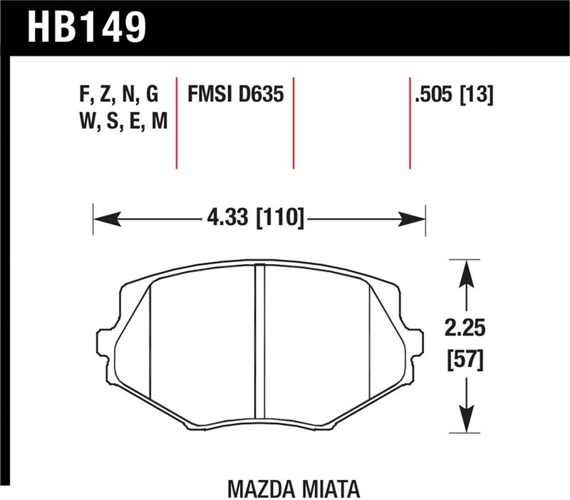 Hawk 94-97 & 99-03 Mazda Miata HT-10 Race Front Brake Pads
