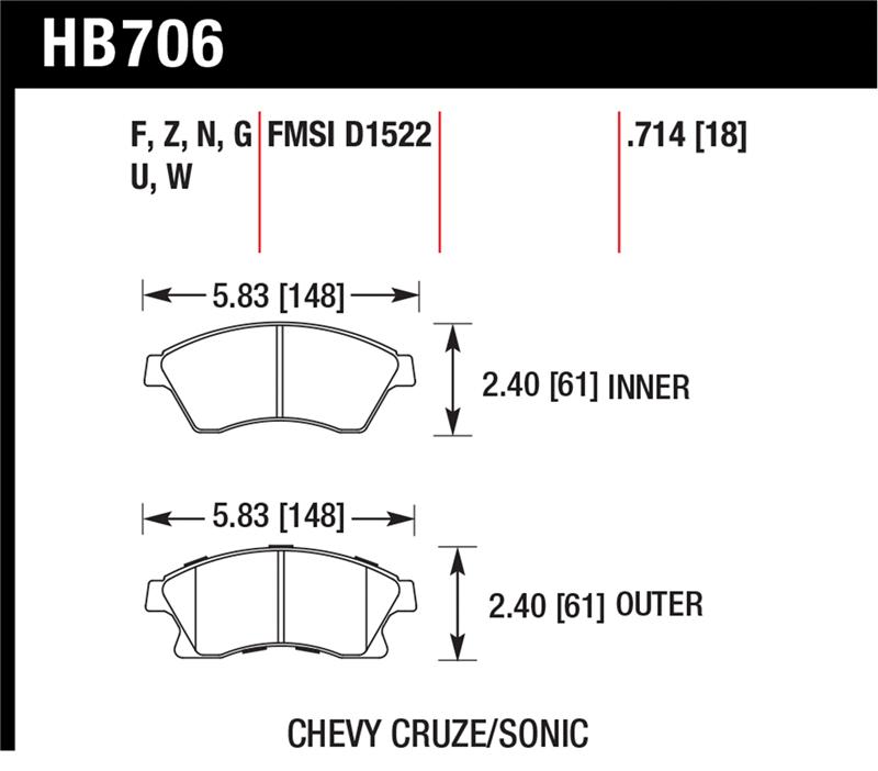 Hawk 11-12 Chevy Cruze Eco/LS/1LT/2LT/LTZ / 12 Sonic LS/LT/LTZ HP Plus Front Street Brake Pads