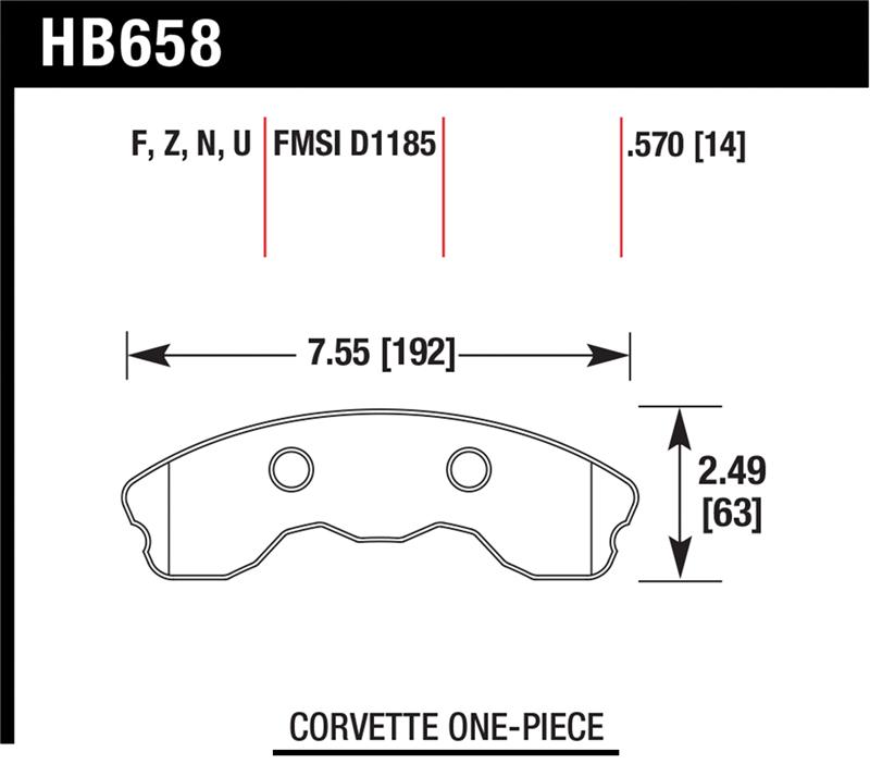 Hawk 2010-2013 Chevy Corvette Grand Sport (One-Piece Pads) High Perf. Street 5.0 Front Brake Pads