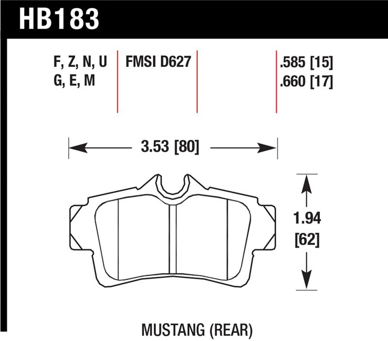 Hawk 2001-2001 Ford Mustang Bullitt 4.6 HPS 5.0 Rear Brake Pads