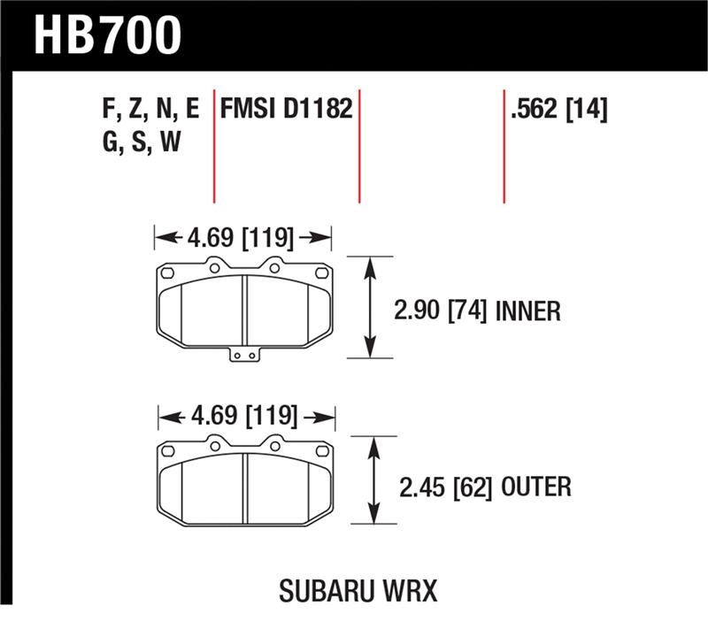 Hawk 2006-2007 Subaru Impreza WRX HPS 5.0 Front Brake Pads