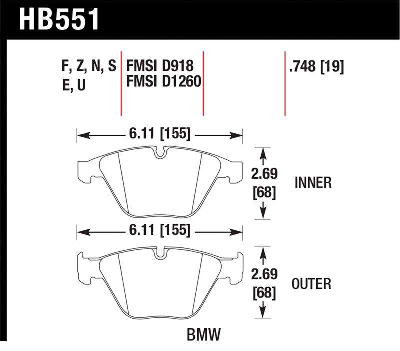 Hawk 2011 BMW 1-Series M HPS 5.0 Front Brake Pads